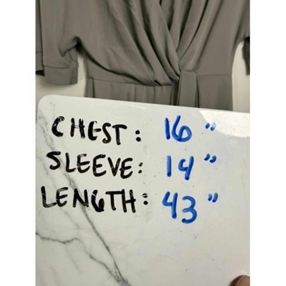 TY-LR Wrap Midi Dress Womens XS Grey V-Neck Short Sleeve Minimalist Professional - Picture 11 of 12